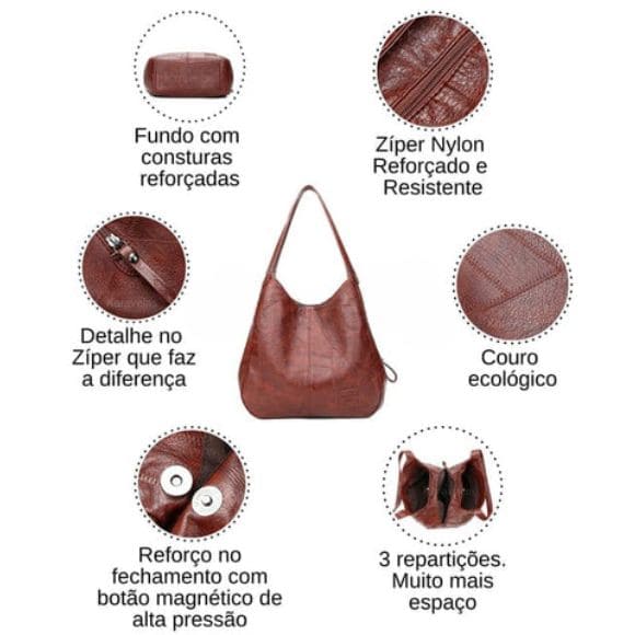 Bolsa Feminina de Couro - Belasex + Brinde Surpresa