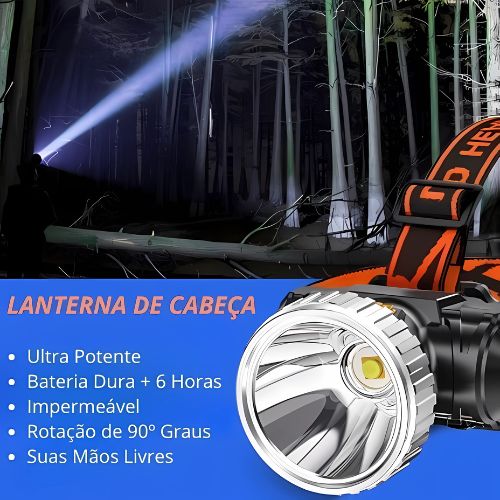 Lanterna de Cabeça, Led e Potente - Compre 1 e Ganhe +1 de Brinde